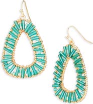 Cara Beaded Hoop Drop Earrings