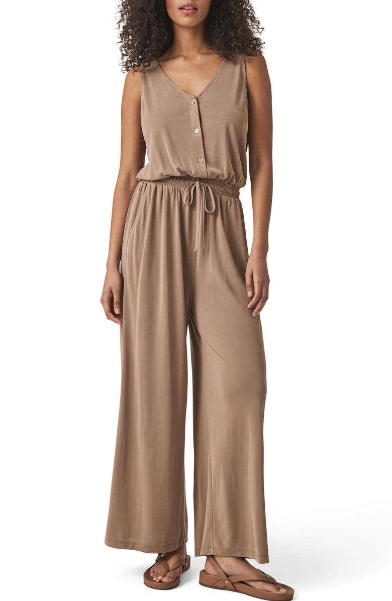 Splendid Giada Sleeveless Sandwash Jumpsuit, Main, color, Pine Bark