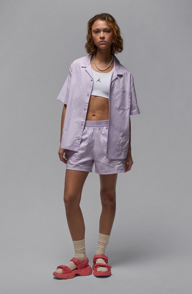 Jordan Rose Embroidered Cotton Shorts, Alternate, color, Doll