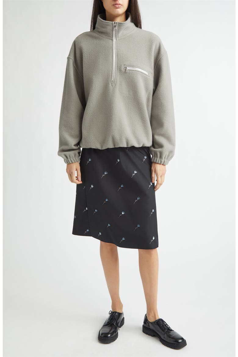 Floral Embroidered Poplin Skirt, Alternate, color, BLACK FLOWERS POPELINE