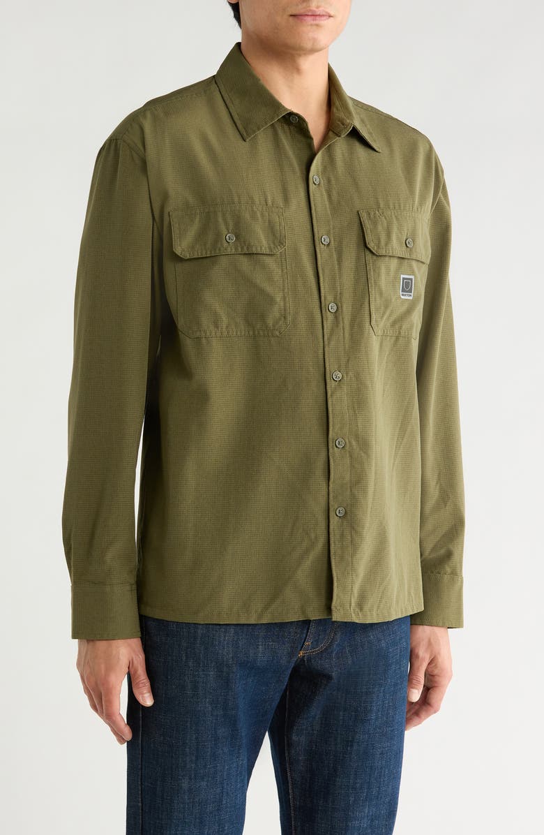 Brixton Journey Water Resistant Performance Button-Up Shirt, Alternate, color, Dark Olive