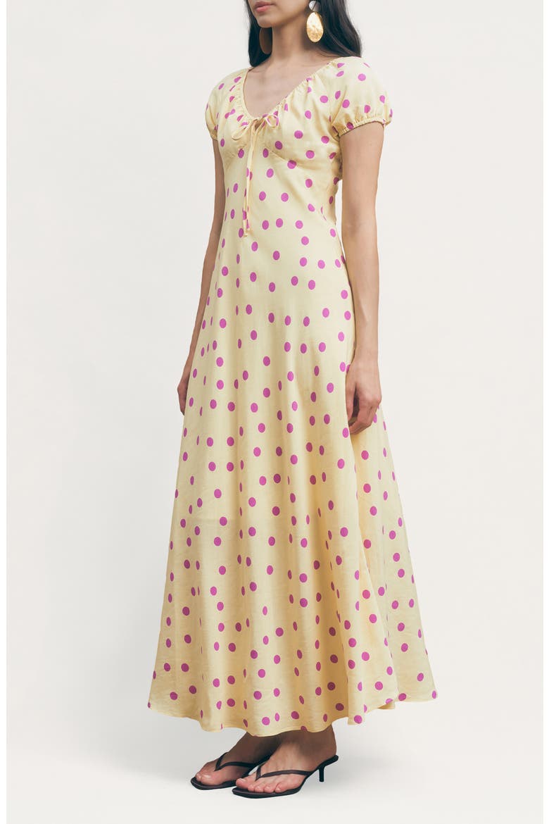 Natasha Polka Dot Maxi Dress, Alternate, color, YELLOW PURPLE