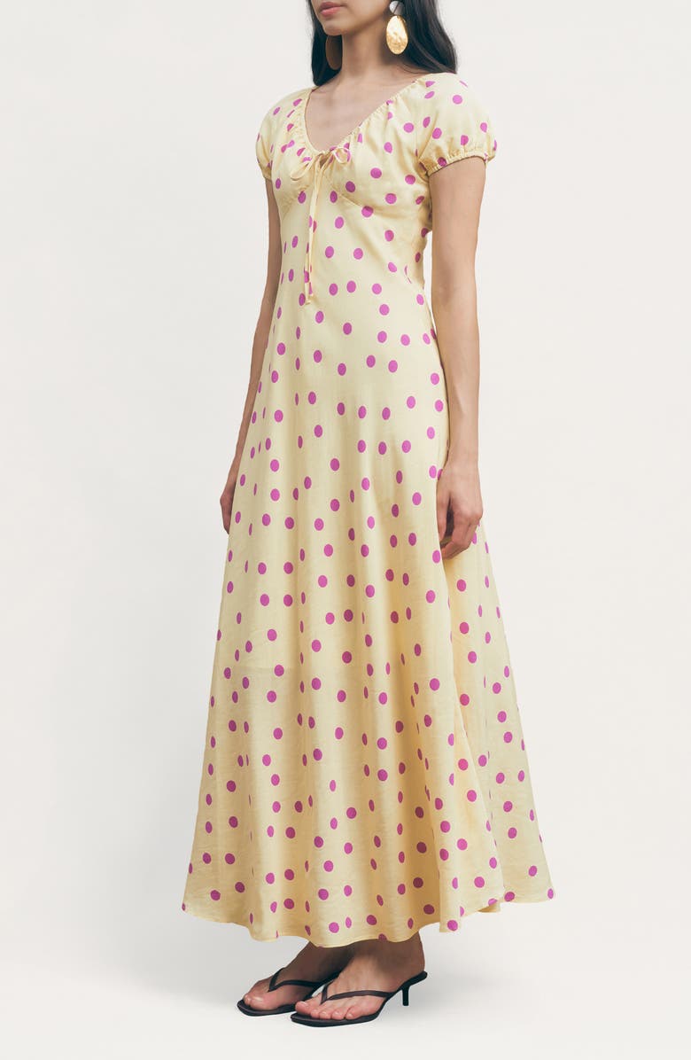 MAUDE CLUB Natasha Polka Dot Maxi Dress, Alternate, color, Yellow Purple