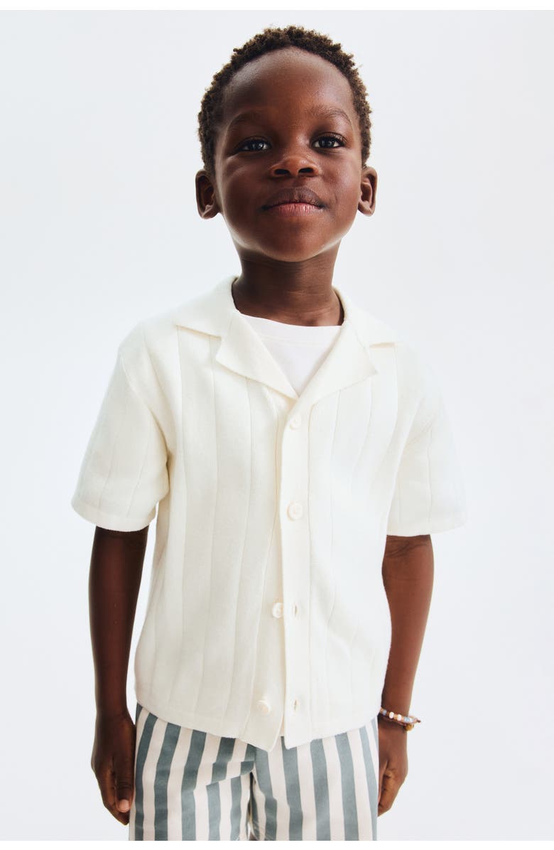 H&M Fine-knit Cotton Resort Shirt, Alternate, color, Ivory