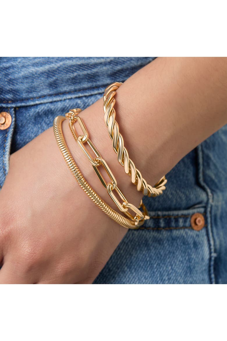 Gold-Tone Chain Bracelet Set, 3 Pieces, Alternate, color, Gold