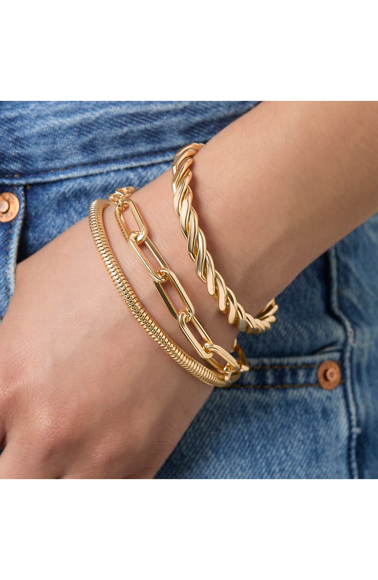 Jessica Simpson Gold-Tone Chain Bracelet Set, 3 Pieces, Alternate, color, Gold