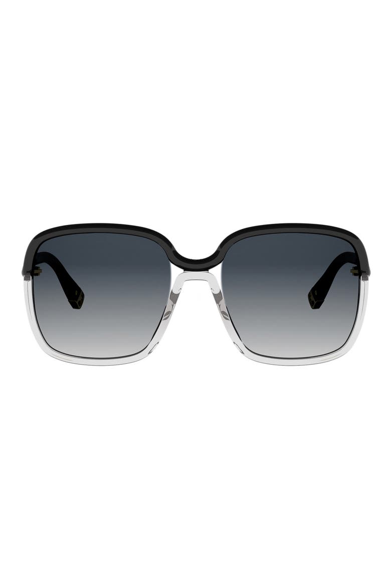 TwinColors 56mm Gradient Square Sunglasses, Main, color, BLACK/ OTHER / GRADIENT SMOKE