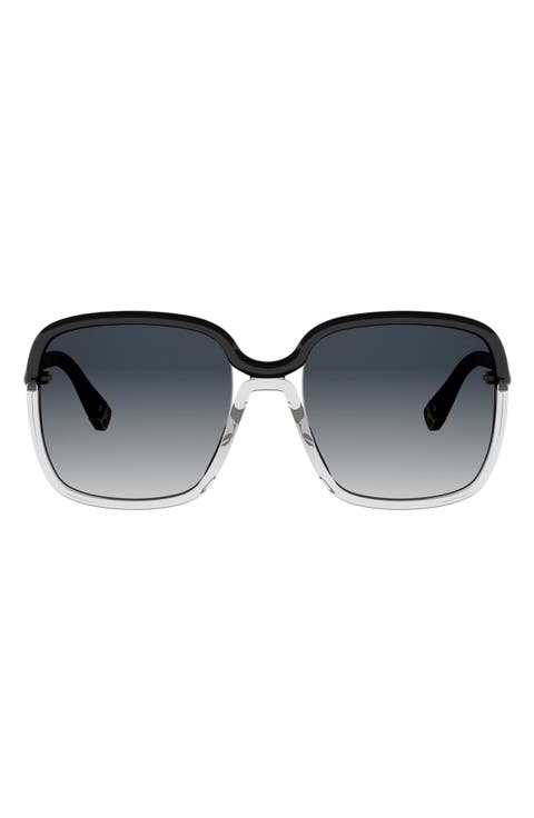 TwinColors 56mm Gradient Square Sunglasses