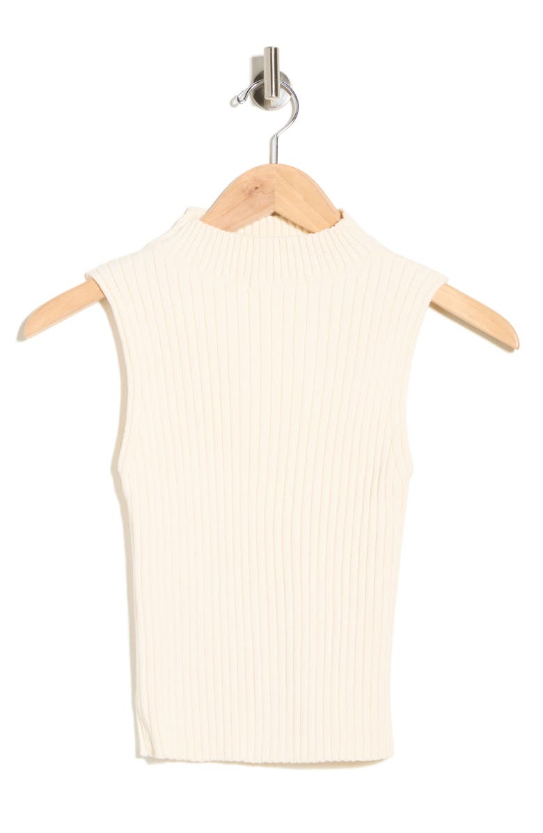 DRESS TO Mock Neck Ribbed Sweater Tank, Main, color, Off White