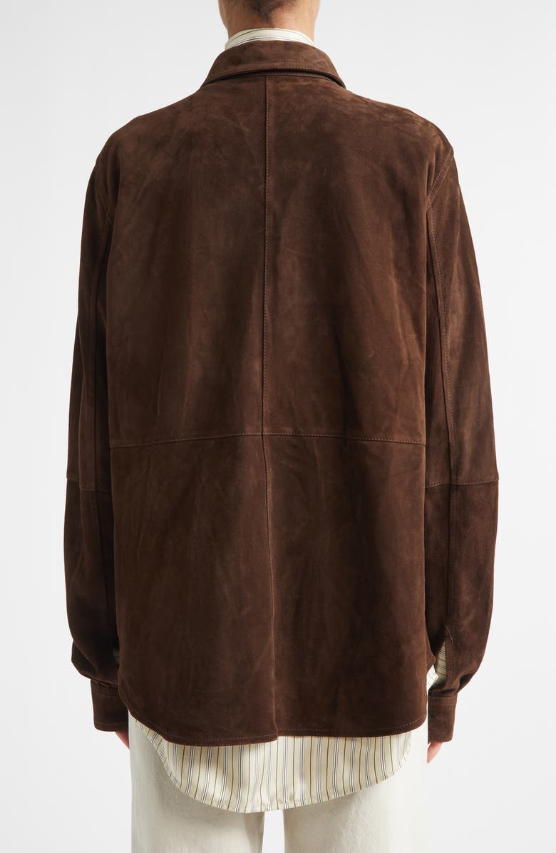 TOTEME Soft Suede Overshirt, Alternate, color, Bark