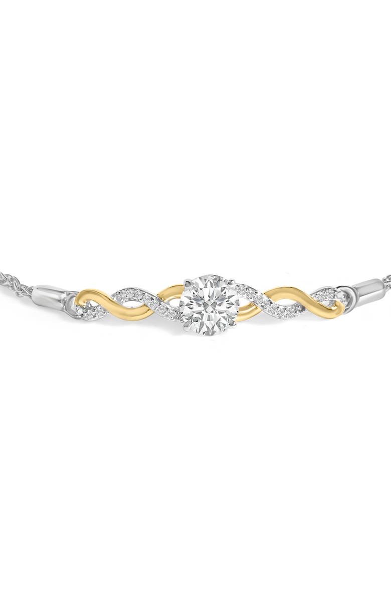 Haus of Brilliance 10K Yellow Gold over Silver Created White Sapphire Twist Bolo Bracelet, Alternate, color, Yellow