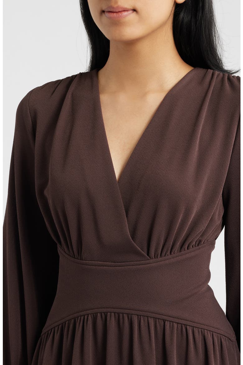 Blouson Sleeve Midi Dress, Alternate, color, MOLASSES