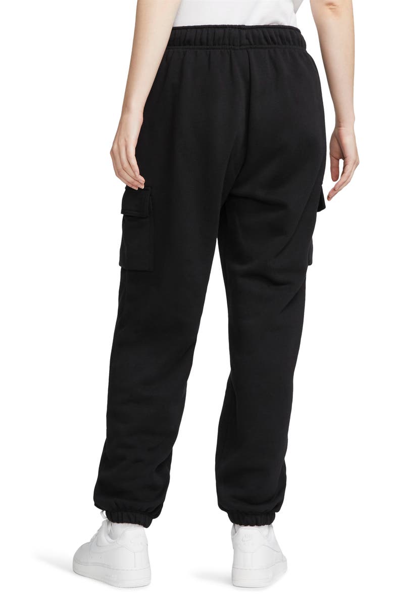 Nike Oversize Fleece Cargo Sweatpants, Alternate, color, Black/ White
