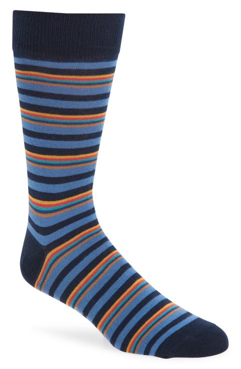 Nolan Stripe Cotton Blend Dress Socks