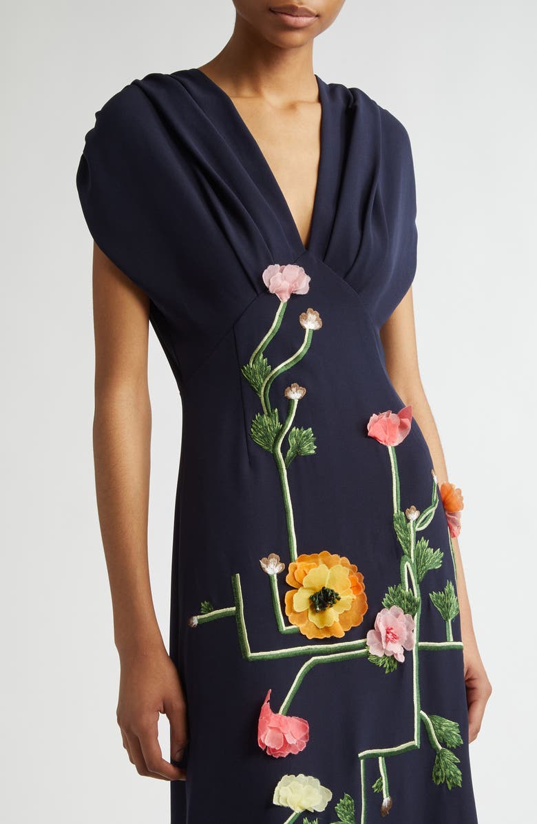 Lela Rose Floral Embroidered Gown, Alternate, color,