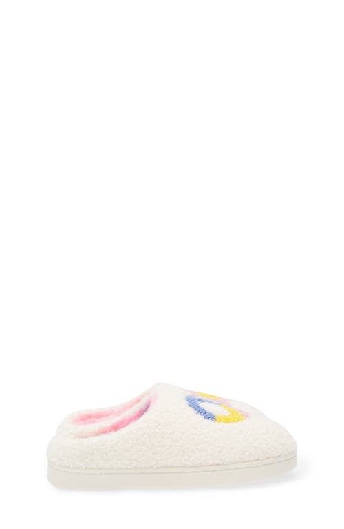 Harper Canyon Kids' Peace Flower Faux Fur Lined Faux Shearling Slipper In White