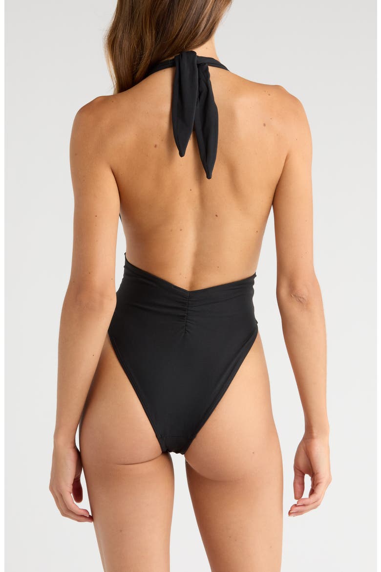 Sable Tropez Halter One-Piece Swimsuit, Alternate, color, SABLE