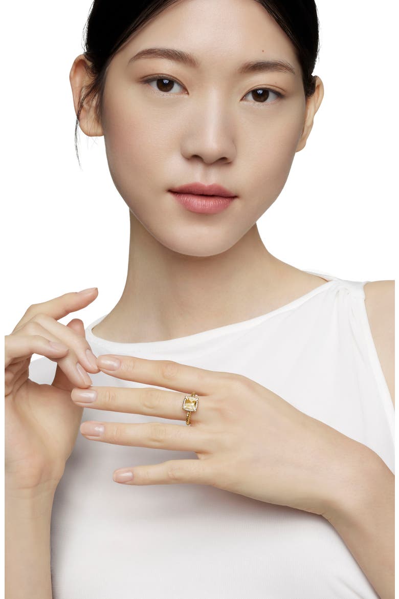 Petite Chatelaine® Pavé Bezel Ring, Alternate, color, YELLOW GOLD/ CHAMPAGNE CITRINE