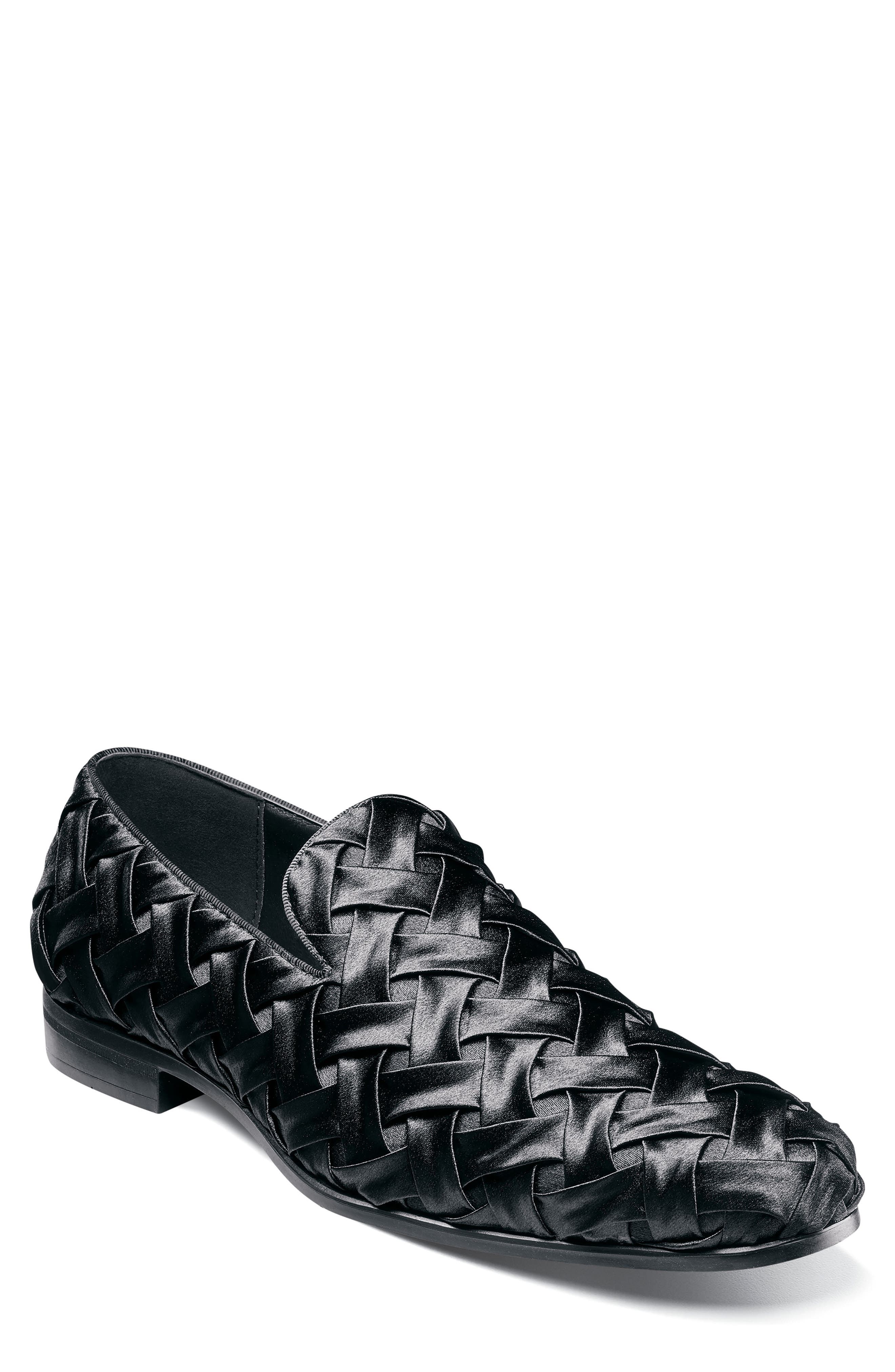 Stacy Adams Savoir Satin Slip On Loafer, Main, color, Black