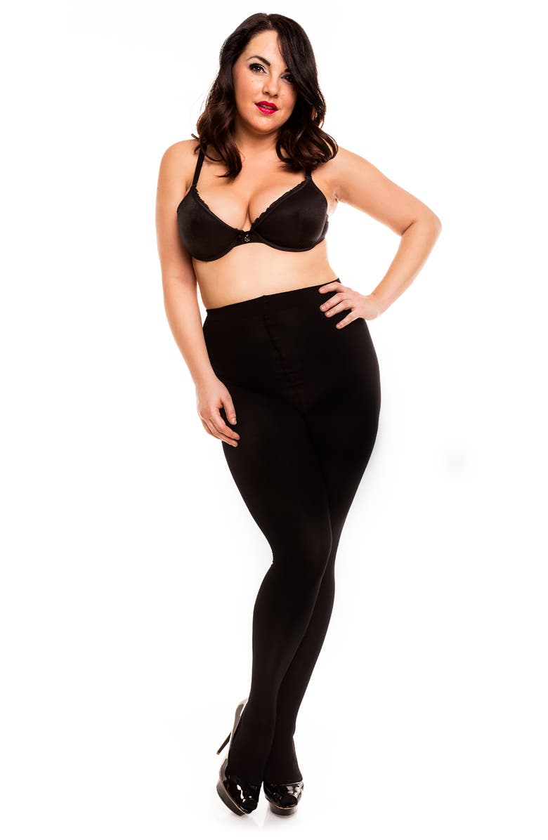 Glamory Hosiery Sweater Tights, Alternate, color, Black