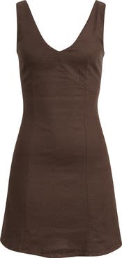 Open Edit Tie Back Linen Minidress