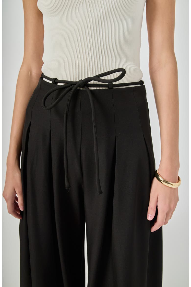Pleated High Waist Wide Leg Pants, Alternate, color, BLACK