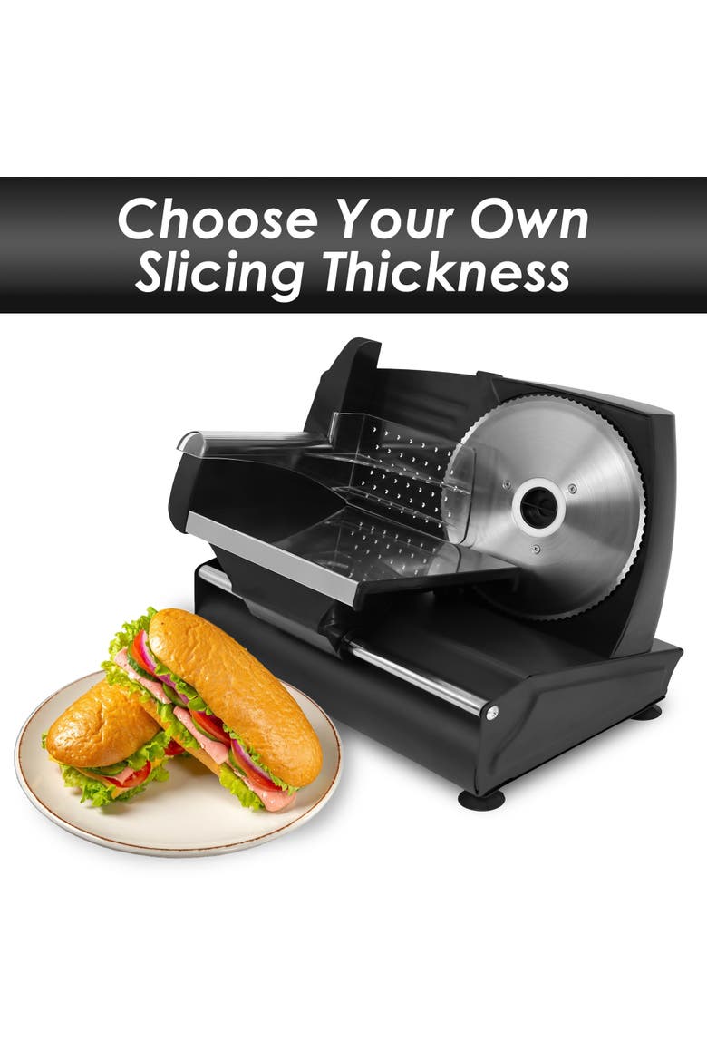 Electric Food Slicer with Adjustable Blade, Alternate, color, Silver