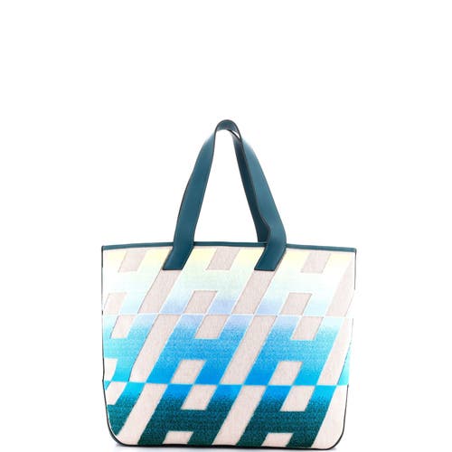 Pre-owned Hermes Hermes Cabas H En Biais Tote Tufted Motif Canvas With Leather 40
