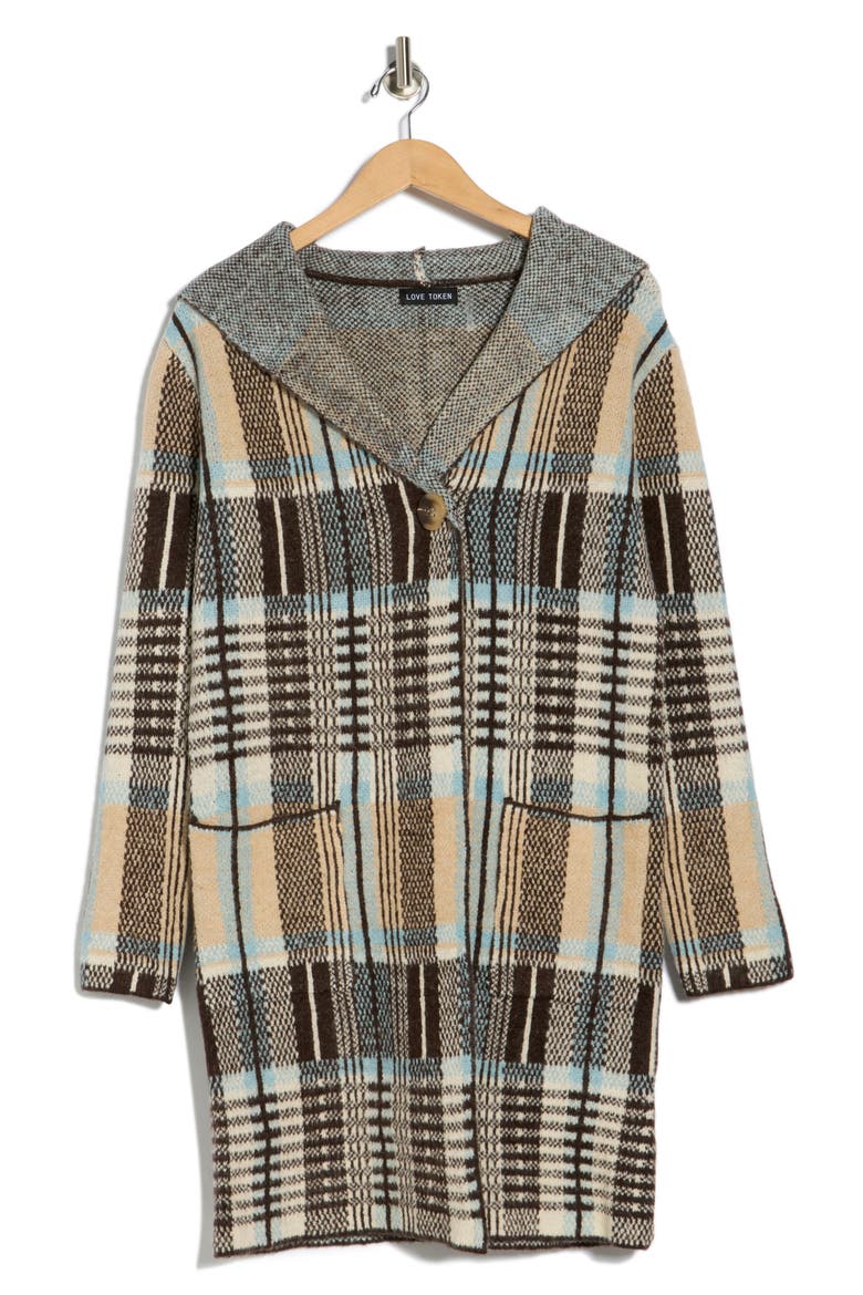 Plaid Cardigan, Alternate, color, BROWN