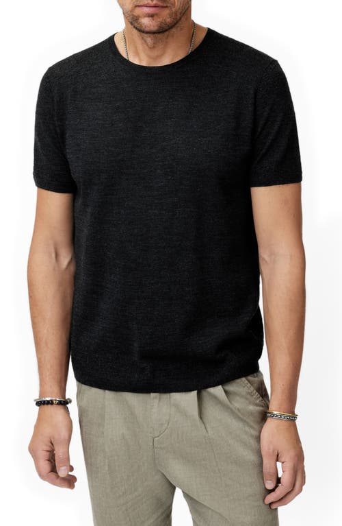 John Varvatos Alvito Regular Fit Short Sleeve Wool Sweater In Charcoal
