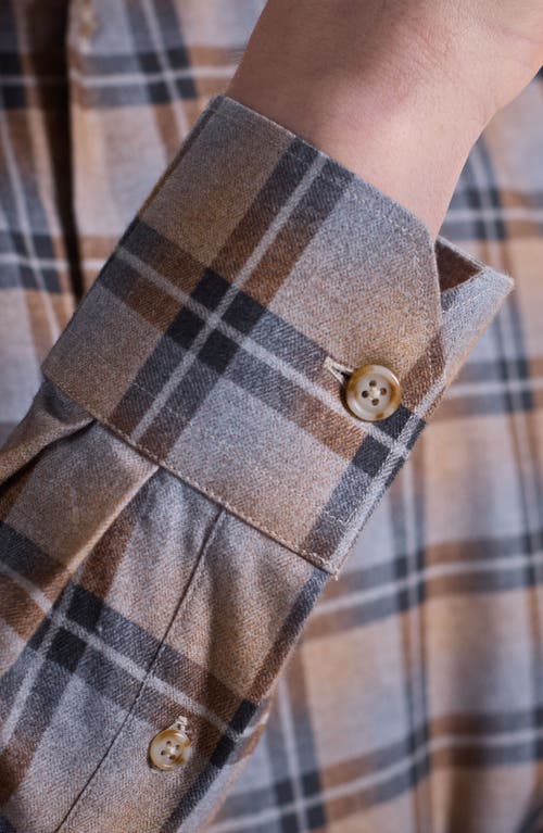 Bugatchi Julian Shaped Fit Plaid Cotton Button-up Shirt In Brown