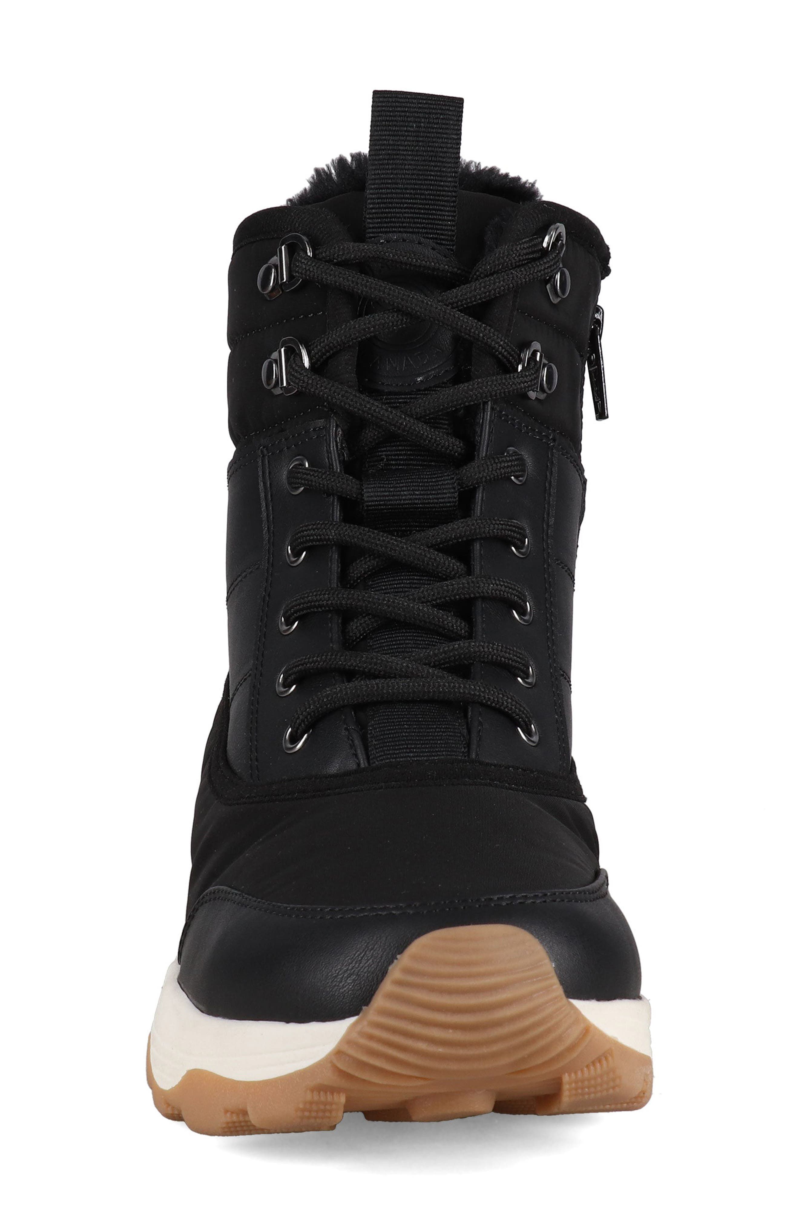 AQUATHERM BY SANTANA CANADA Sokul Faux Fur Lined Lace-Up Boot, Alternate, color, Black Smooth