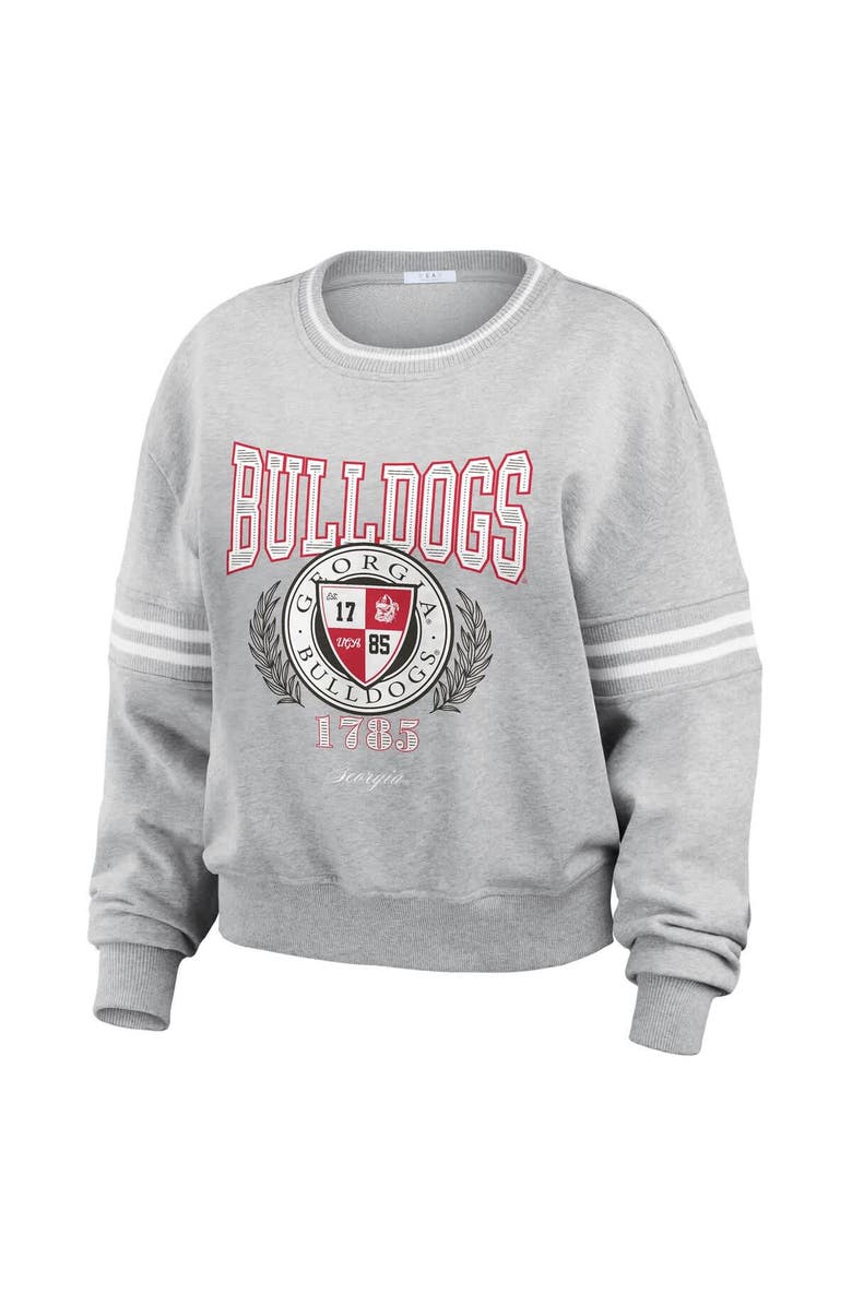 WEAR by Erin Andrews Women's WEAR by Erin Andrews Heather Gray Georgia Bulldogs Classic Stripe Pullover Sweater, Alternate, color, Heather Gray