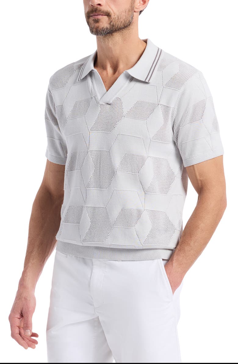 Robert Graham Marcross Short Sleeve Cotton Sweater, Alternate, color, Light Grey