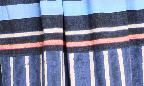 Nic + Zoe Nic+zoe Sophie Painted Peninsula Mixed Stripe Stretch Cotton Midi Dress In Blue