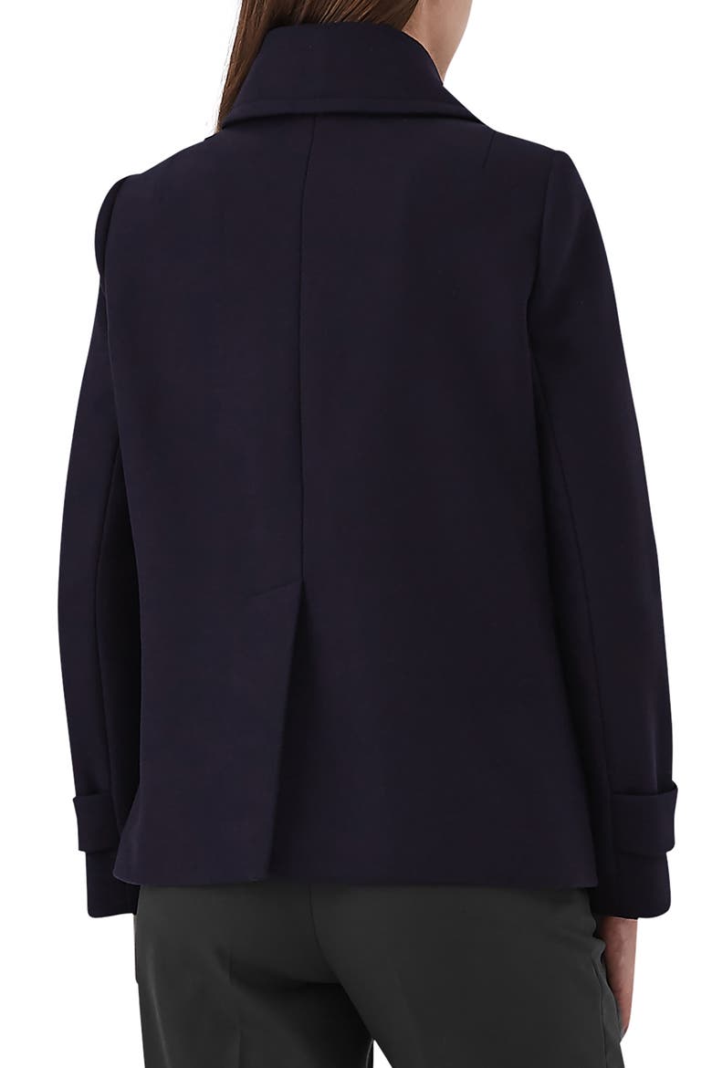 Becall Double Breasted Wool Blend Peacoat, Alternate, color, NAVY