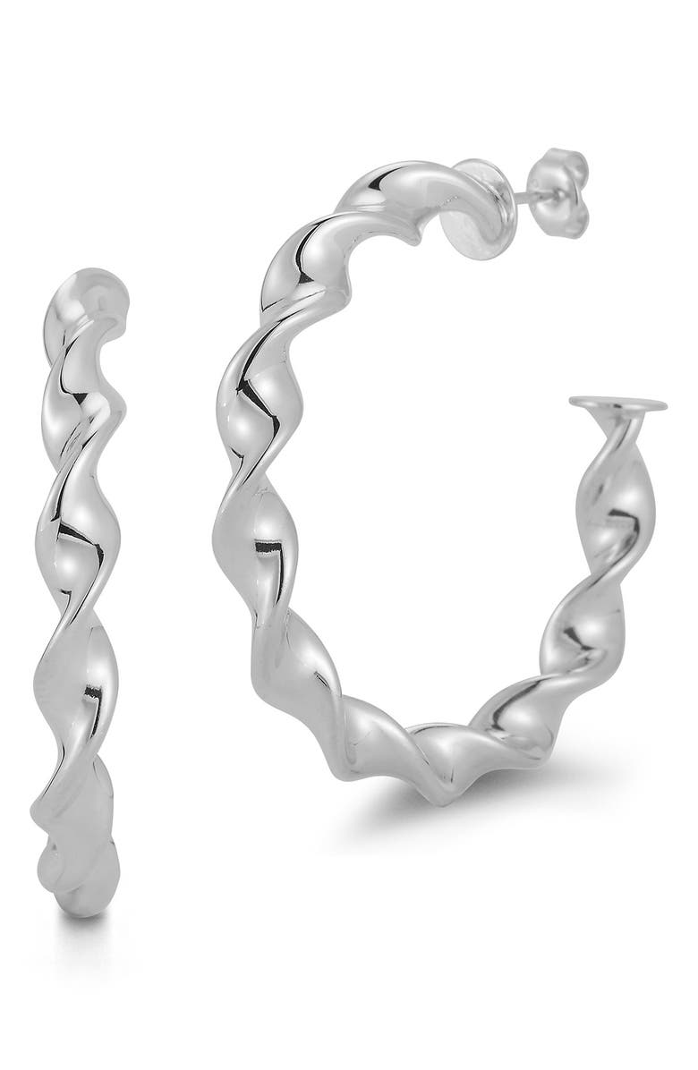 GLAZE JEWELRY Large Twist Open Hoop Earrings, Main, color, 