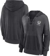 FANATICS Women's Fanatics Branded Heather Charcoal Las Vegas Raiders Heritage Snow Wash French Terry Lace-Up Pullover Hoodie