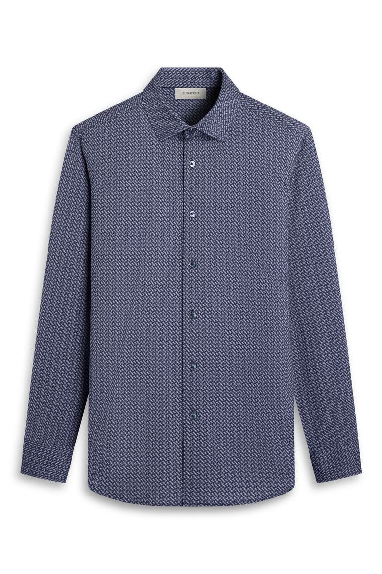 James OoohCotton® Diagonal Chevron Print Button-Up Shirt, Alternate, color, NAVY