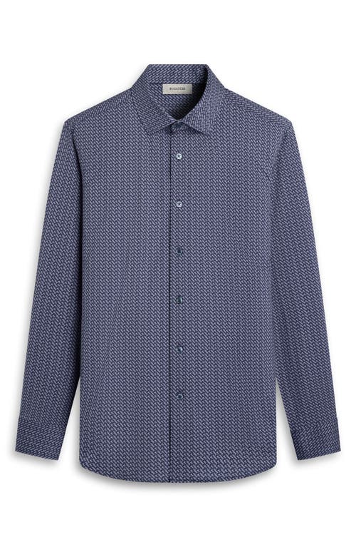 Bugatchi James Ooohcotton® Diagonal Chevron Print Button-up Shirt In Blue
