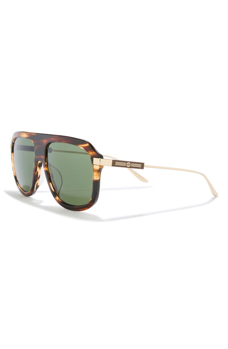 Gucci 57mm Aviator Sunglasses, Alternate, color, Havana Gold Green