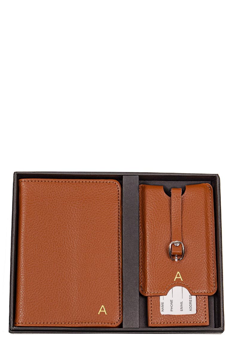 Monogram Passport Case & Luggage Tag, Main, color, BROWN - A
