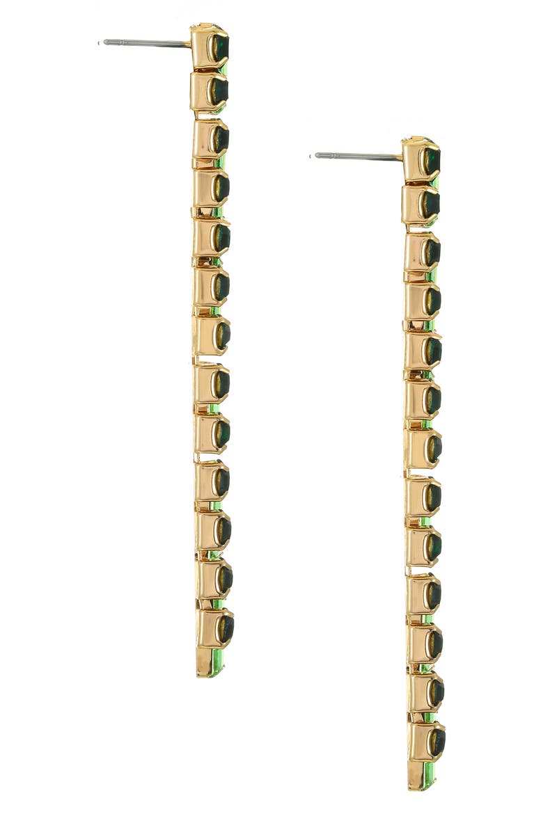 Crystal Linear Drop Earrings, Alternate, color, GREEN