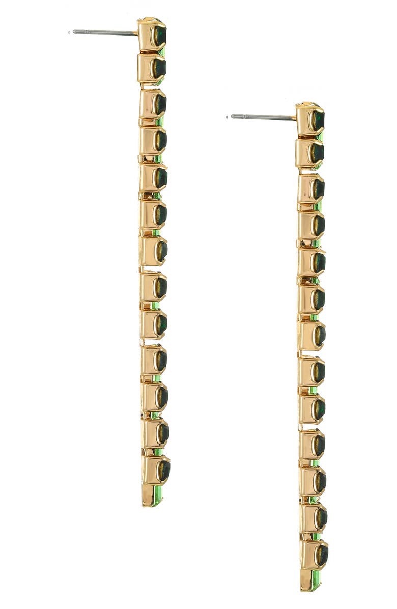 Ettika Crystal Linear Drop Earrings, Alternate, color, Green