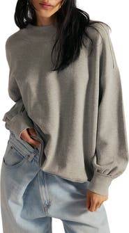Free People Palm Springs Mock Neck Cotton Fleece Sweatshirt