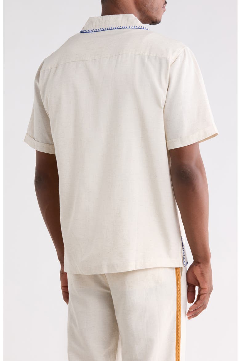 Gopal Embroidered Camp shirt, Alternate, color, EGGSHELL