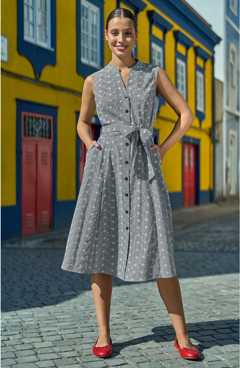 Yumi Broderie Embroidered Shirt Dress, Alternate, color, Black