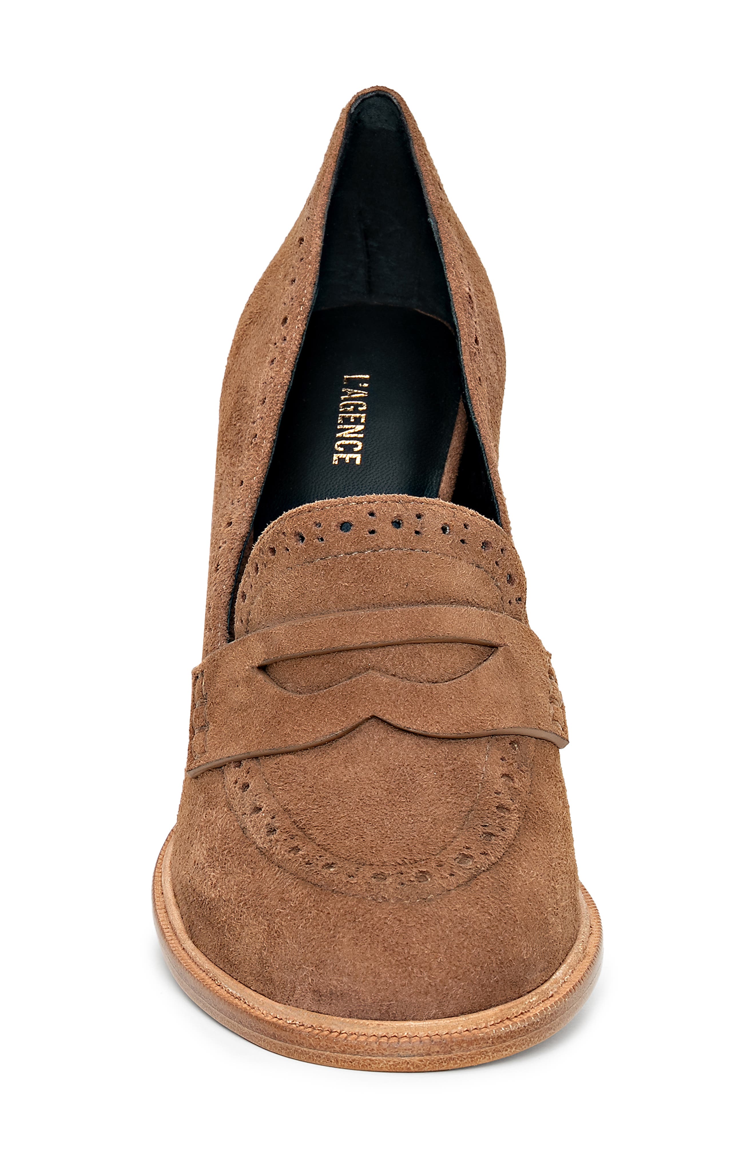 L'AGENCE Bea Penny Loafer Pump, Alternate, color, Sand Suede