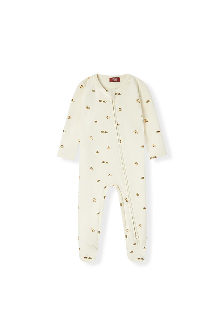 Stretch Fleece Zipper Footed Romper, Main, color, Lil' Mushroom