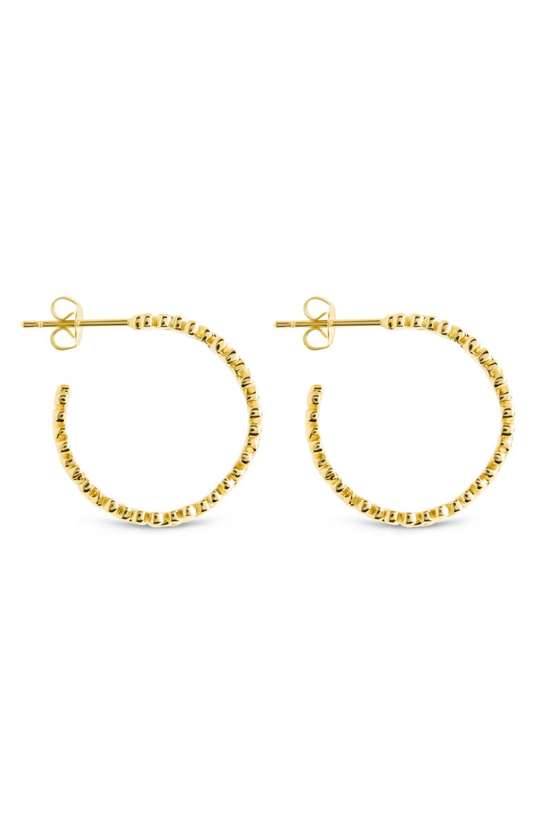 Sterling Forever Delilah Floral Textured Hoop Earrings, Alternate, color, Gold
